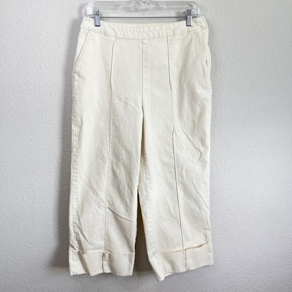 Rachel Comey Pants Women's 10 Target Ivory Wide Leg Cropped High Rise Trouser - Picture 1 of 8